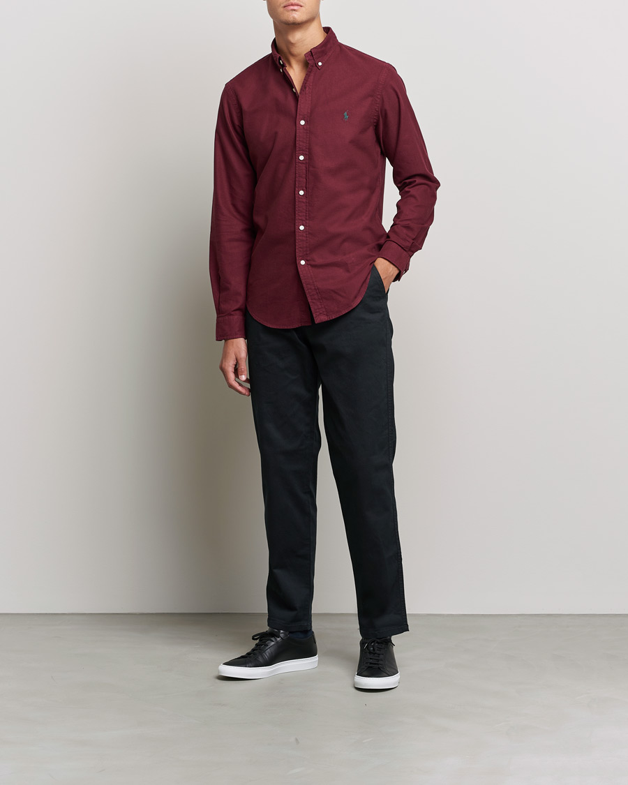 Herre | Skjorter | Polo Ralph Lauren | Slim Fit Garment Dyed Oxford Rich Ruby