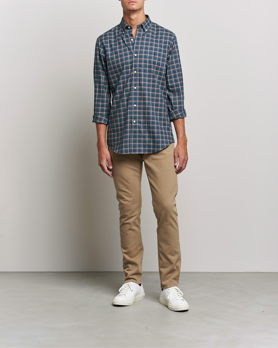Herre | Skjorter | Polo Ralph Lauren | Custom Fit Twill Checked Shirt Green/Cream