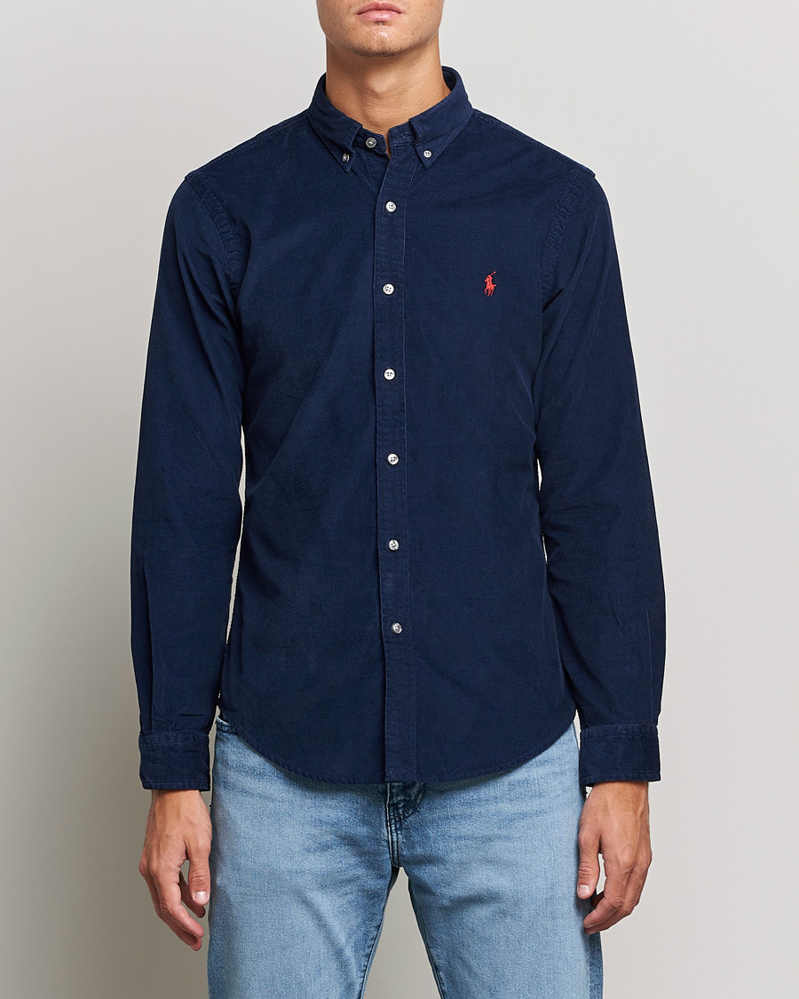 Herre | Cordfløyelskjorter | Polo Ralph Lauren | Slim Fit Corduroy Shirt Newport Navy