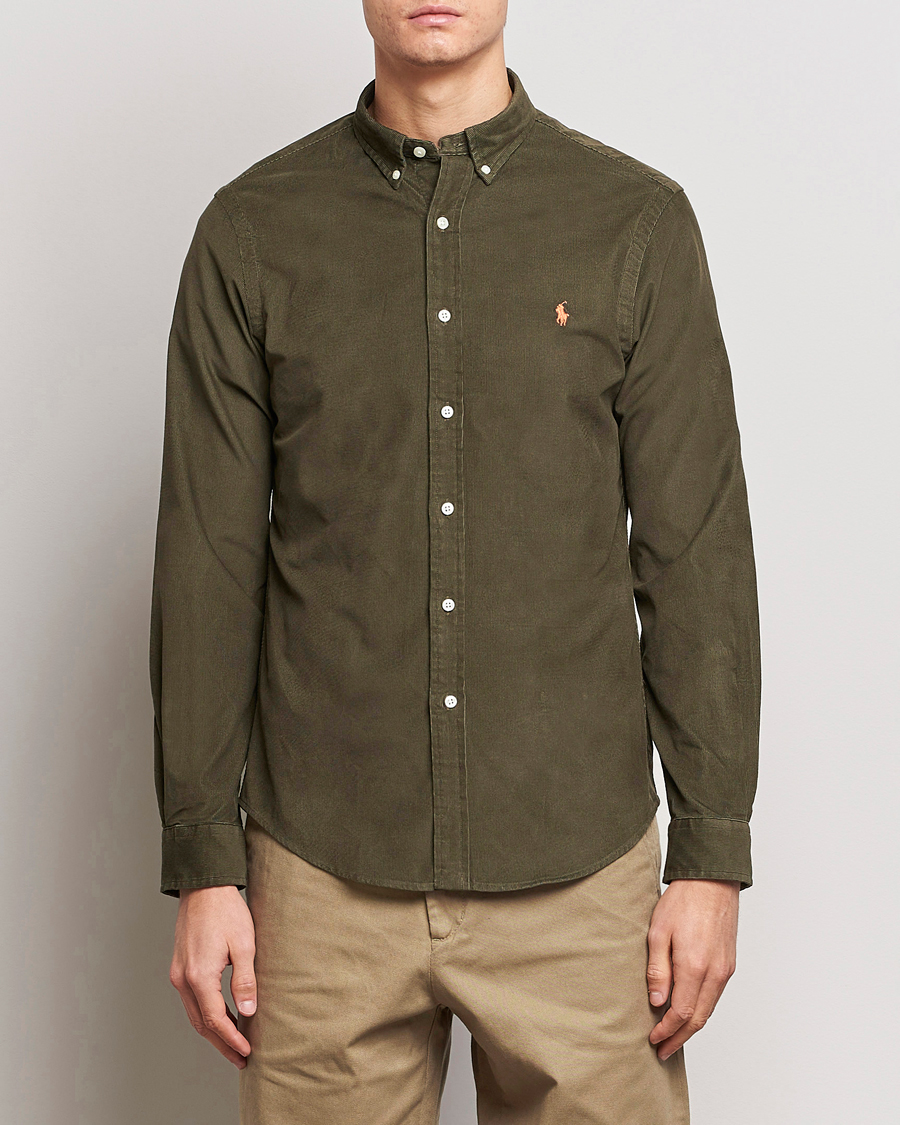 Herre | Cordfløyelskjorter | Polo Ralph Lauren | Slim Fit Corduroy Shirt Defender Green