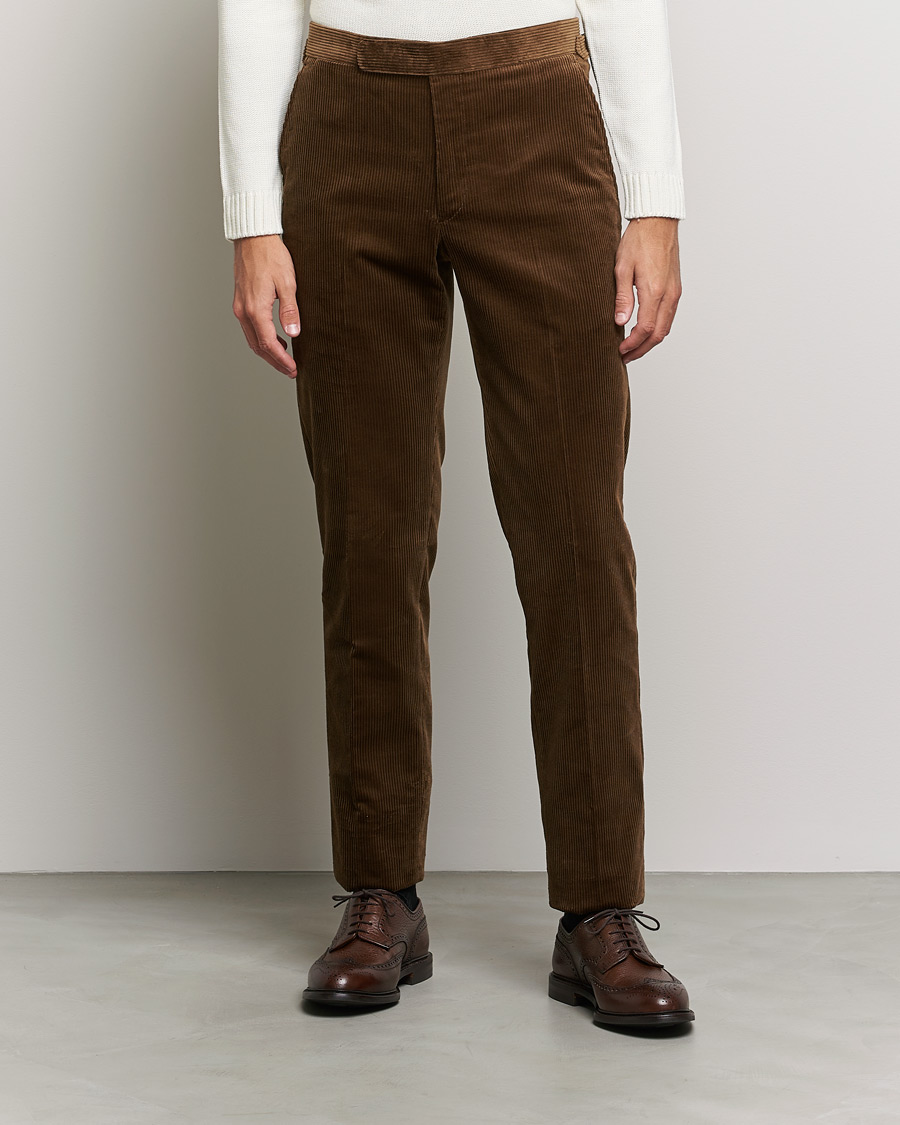 Herre | Cordfløyelsbukser | Polo Ralph Lauren | Corduroy Pleated Drawstring Trousers Snuff