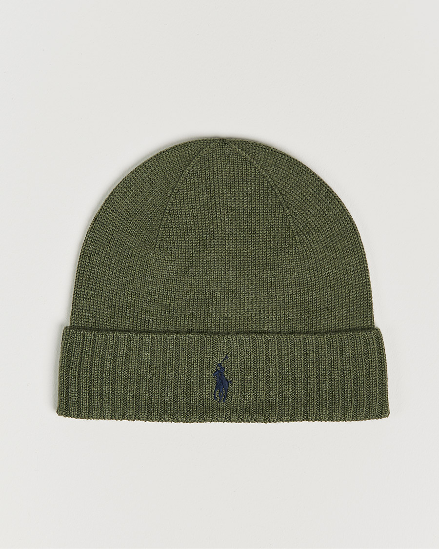 Herre | Polo Ralph Lauren Merino Wool Beanie Army Olive Heather | Polo Ralph Lauren | Merino Wool Beanie Army Olive Heather