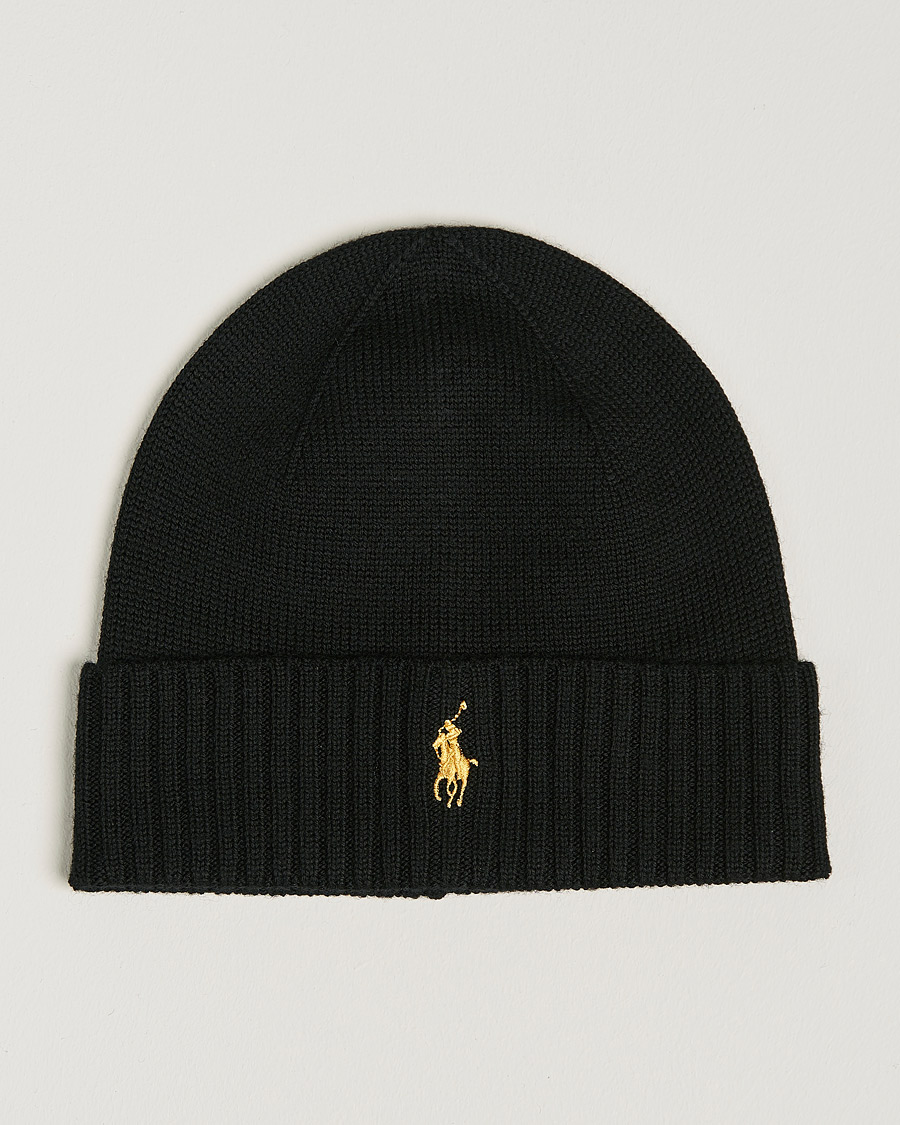Herre | Luer | Polo Ralph Lauren | Merino Beanie Polo Black/Gold