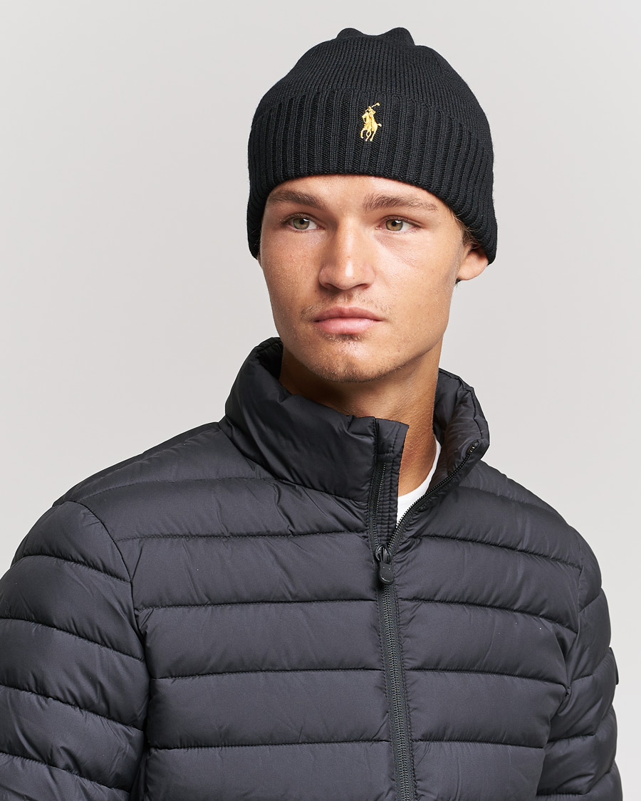 Herre | Luer | Polo Ralph Lauren | Merino Beanie Polo Black/Gold