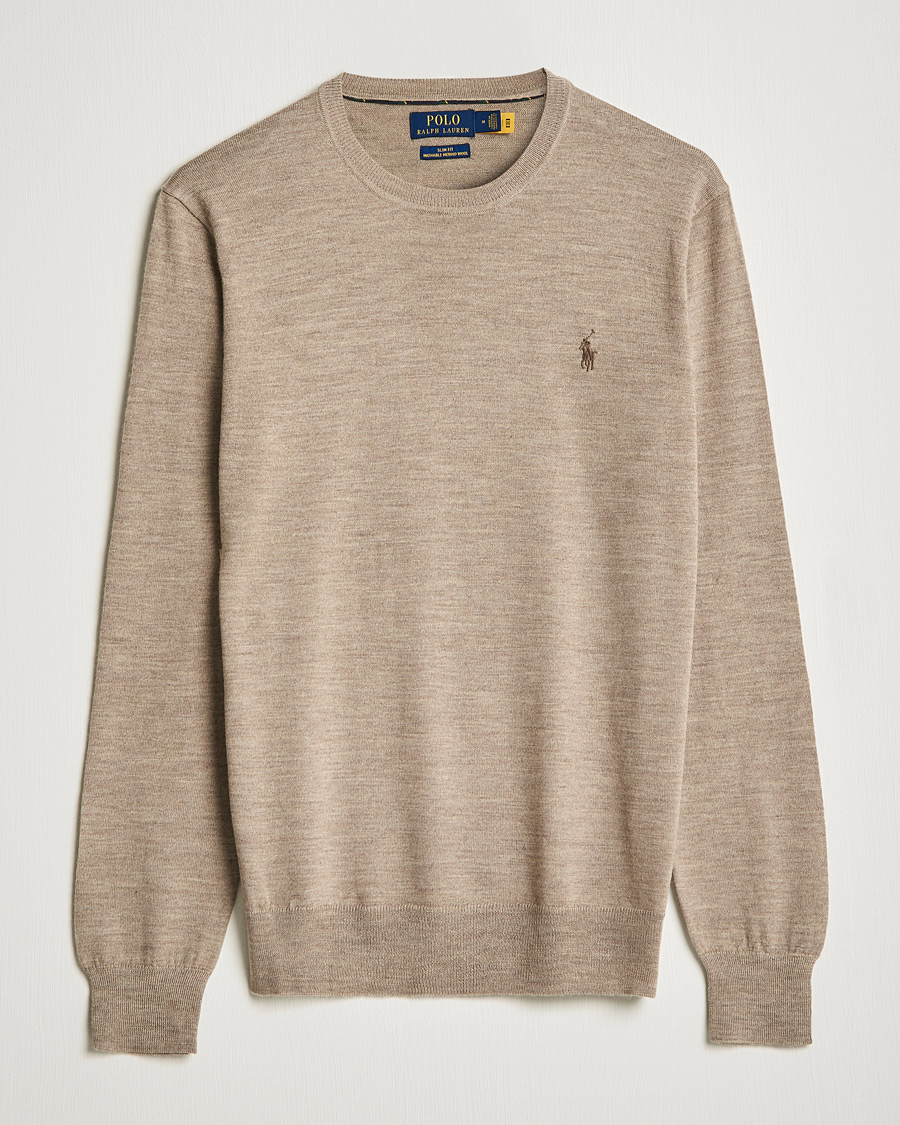 Herre | Gensere | Polo Ralph Lauren | Merino Crew Neck Pullover Light Walnut Heather