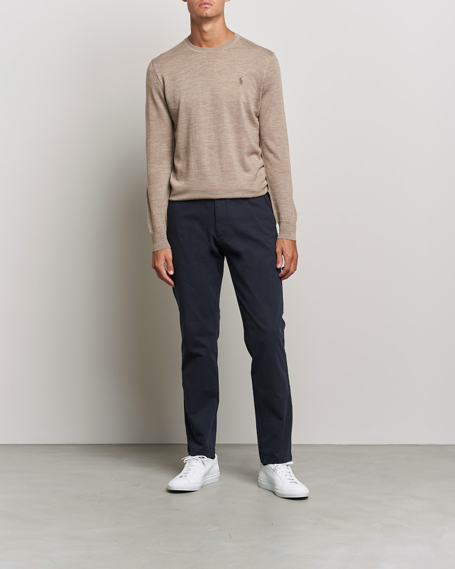 Herre | Gensere | Polo Ralph Lauren | Merino Crew Neck Pullover Light Walnut Heather