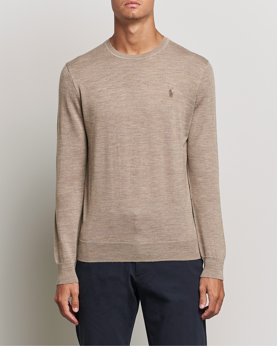 Herre | Gensere | Polo Ralph Lauren | Merino Crew Neck Pullover Light Walnut Heather
