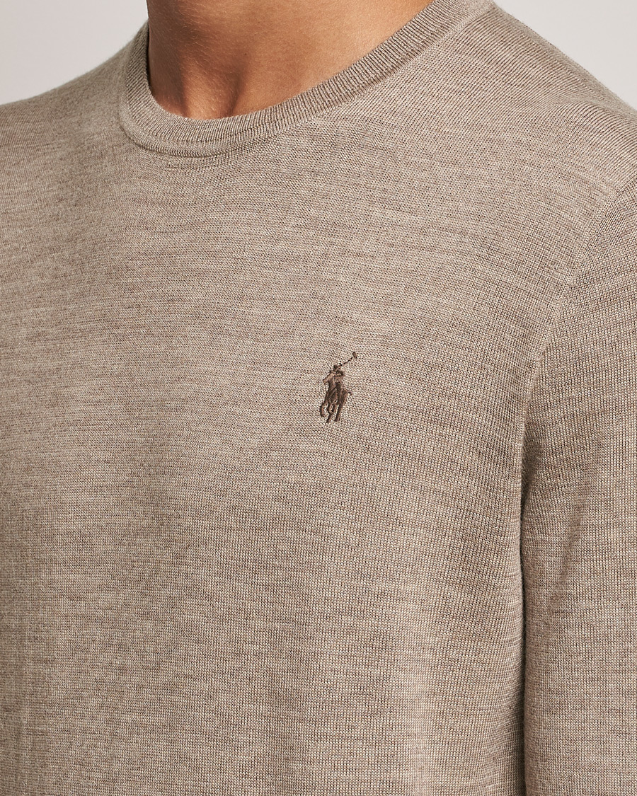 Herre | Gensere | Polo Ralph Lauren | Merino Crew Neck Pullover Light Walnut Heather