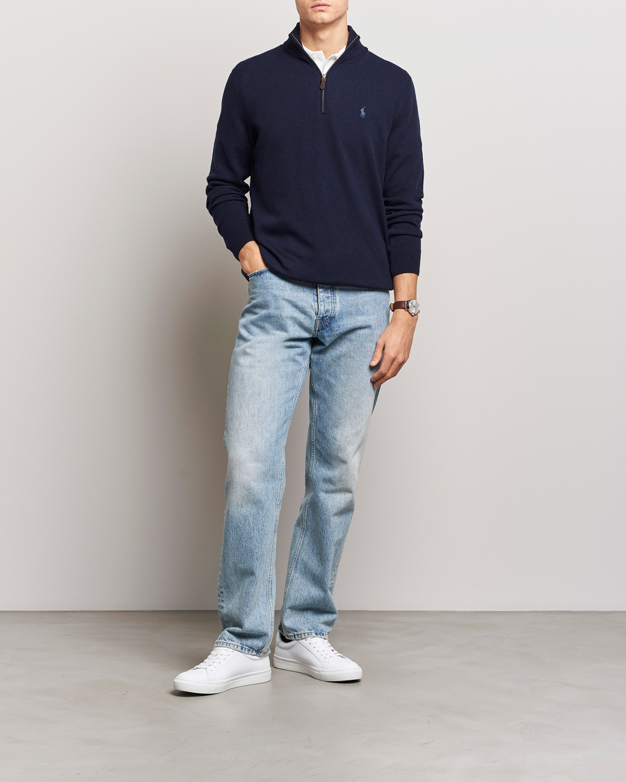 Herre | Zip-gensere | Polo Ralph Lauren | Merino Half Zip Sweater Hunter Navy