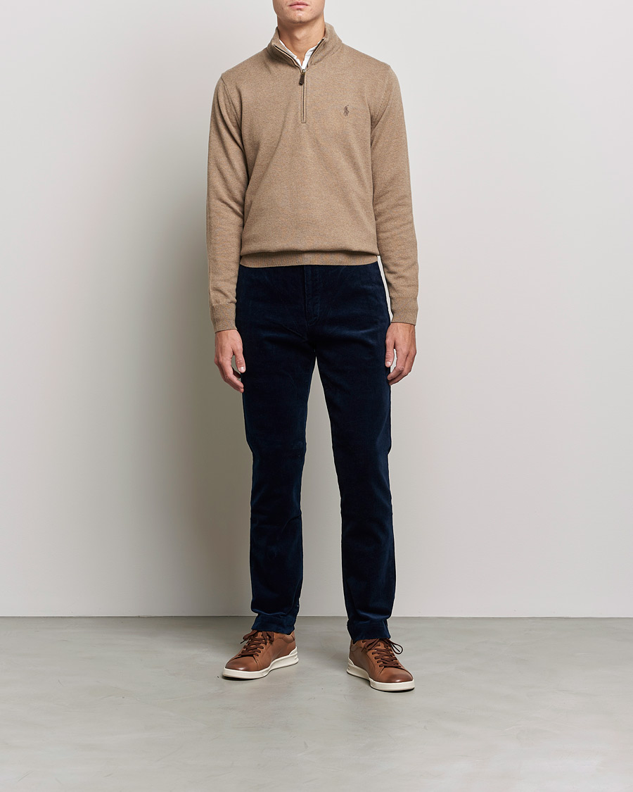 Herre | Gensere | Polo Ralph Lauren | Merino Half Zip Sweater Honey Brown Heather
