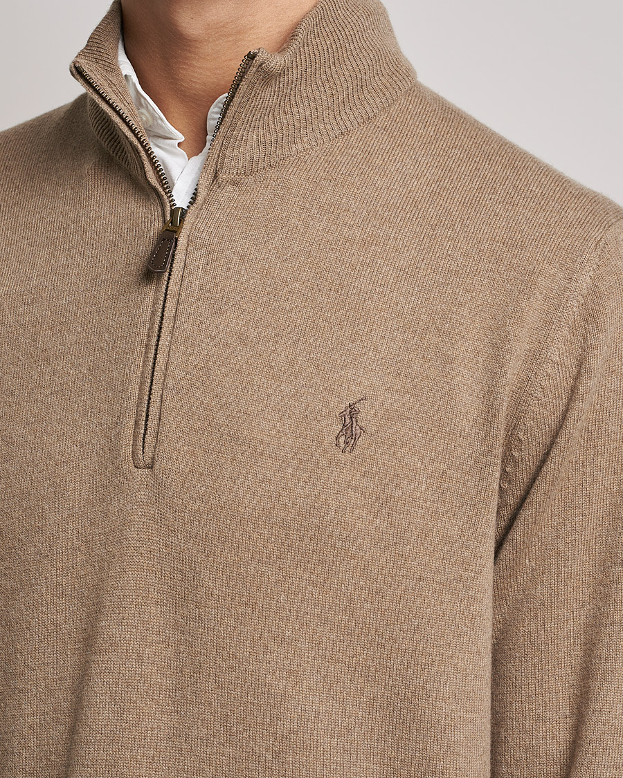 Herre | Gensere | Polo Ralph Lauren | Merino Half Zip Sweater Honey Brown Heather