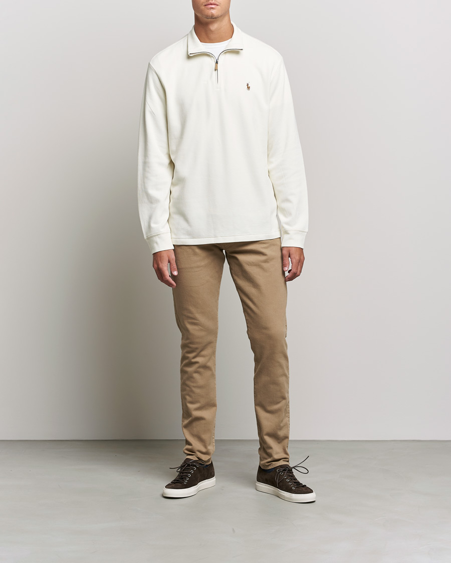 Herre | Gensere | Polo Ralph Lauren | Double Knit Jaquard Half Zip Sweater Chic Cream