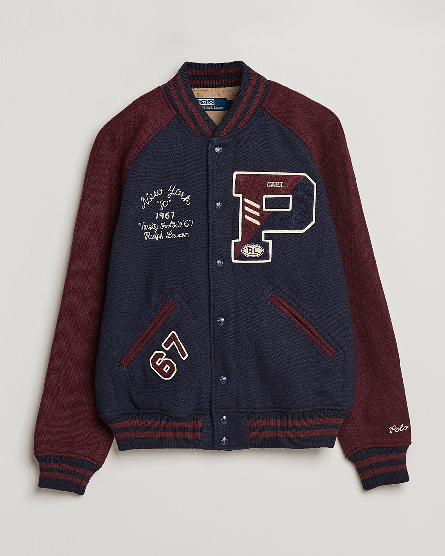 Herre | Jakker | Polo Ralph Lauren | Varsity Lined Bomber Jacket Hunter Navy/Rich Ruby