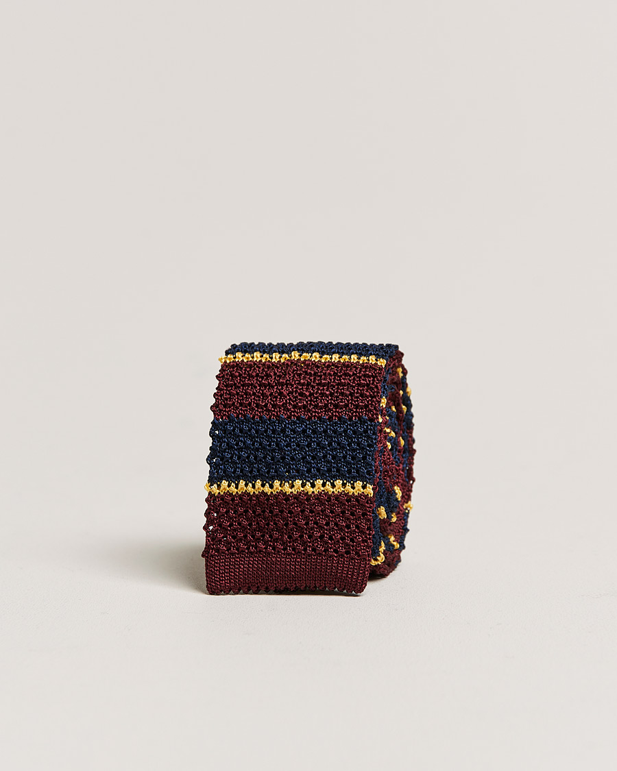 Herre | Slips | Polo Ralph Lauren | Knitted Striped Tie Wine/Navy/Gold