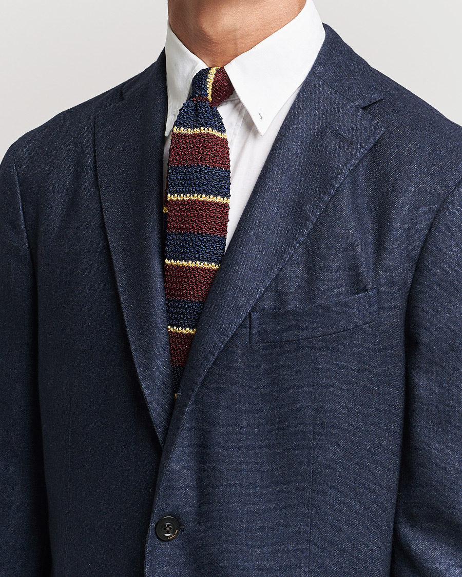 Herre | Tilbehør | Polo Ralph Lauren | Knitted Striped Tie Wine/Navy/Gold