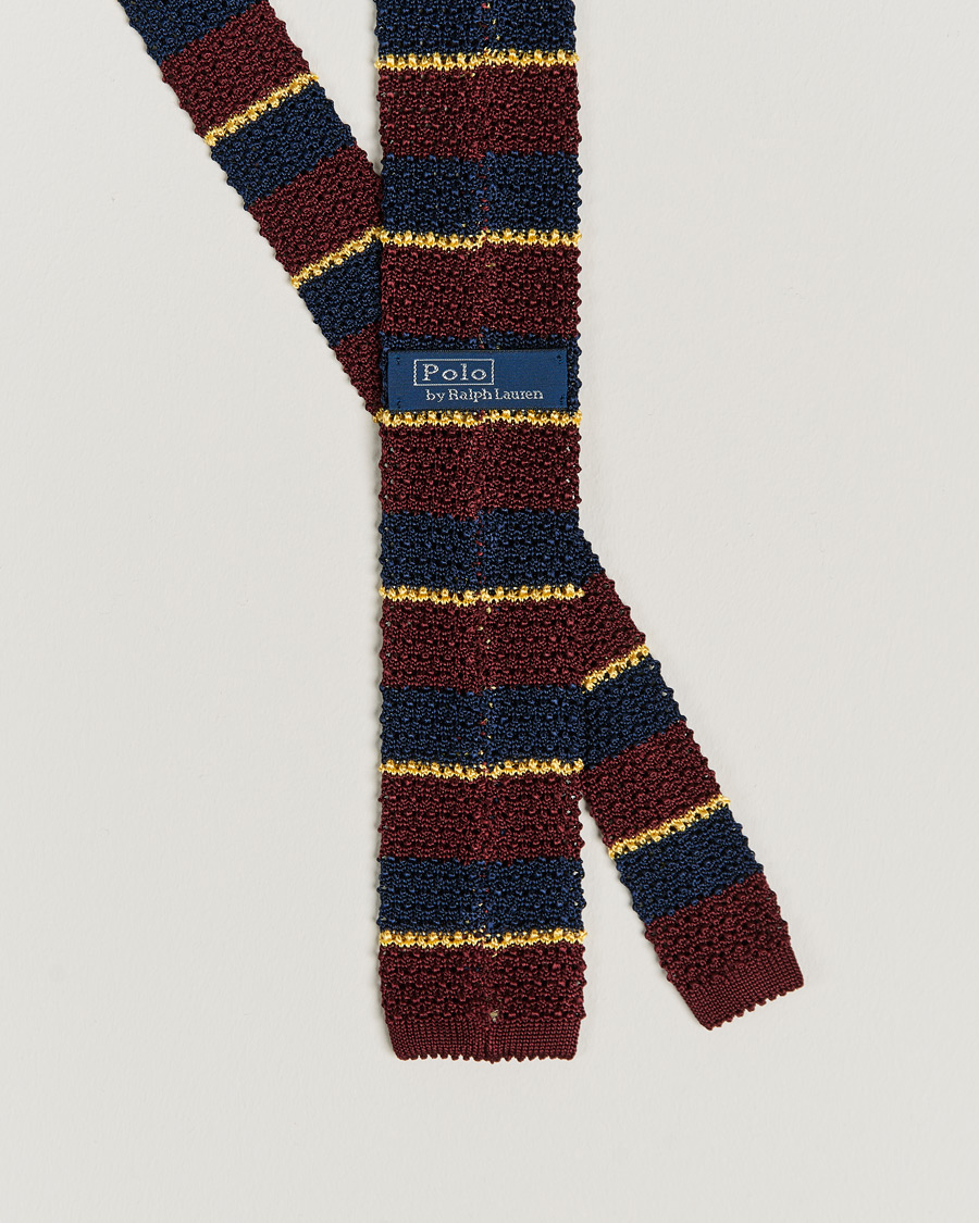 Herre | Slips | Polo Ralph Lauren | Knitted Striped Tie Wine/Navy/Gold