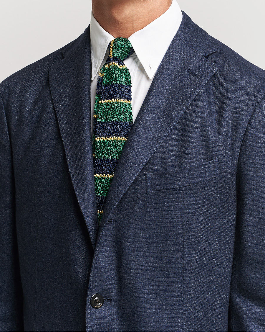 Herre | Slips | Polo Ralph Lauren | Knitted Striped Tie Green/Navy/Gold