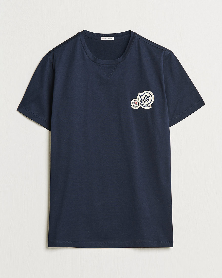 Herre |  | Moncler | Double Logo T-Shirt Navy