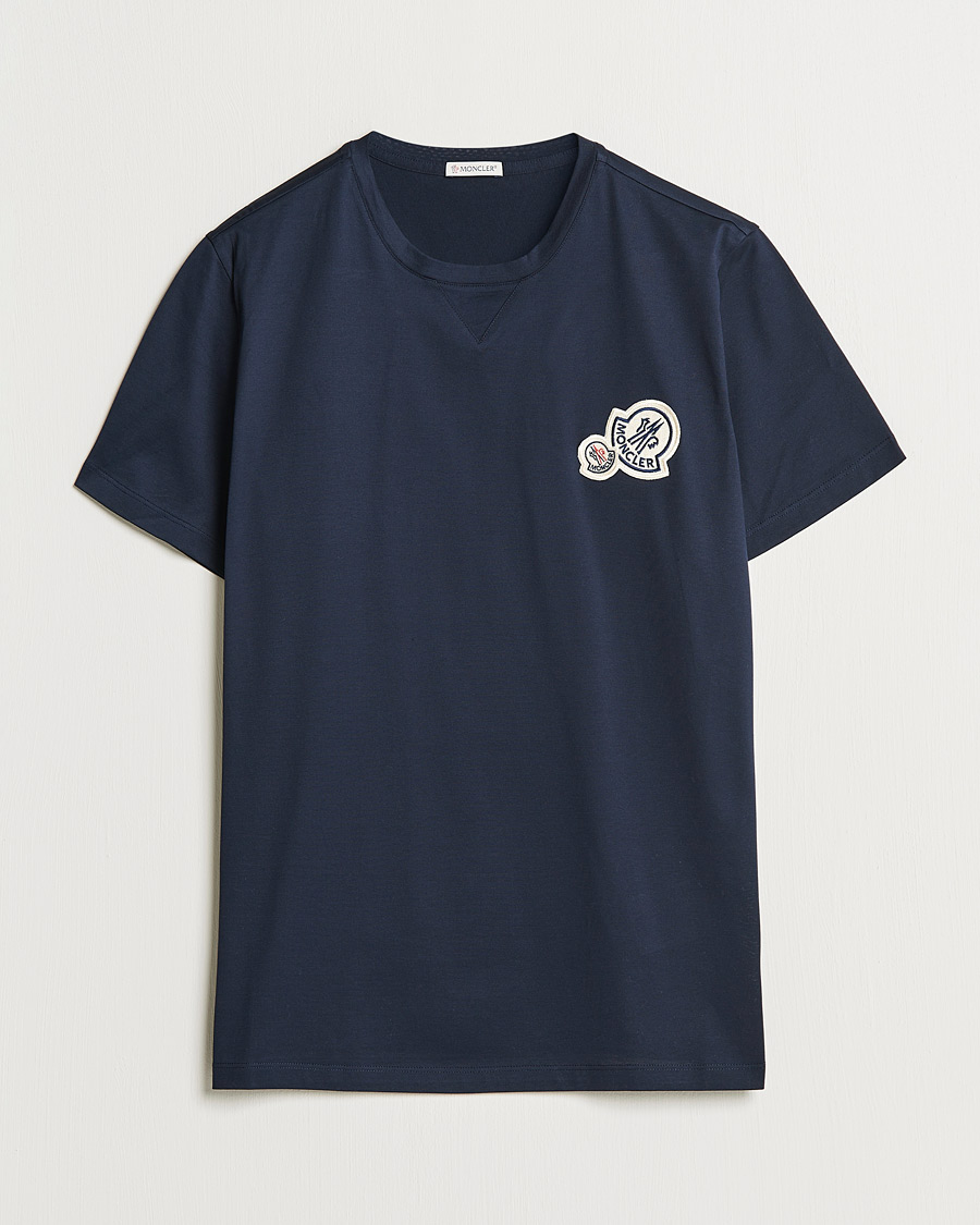 Herre | T-Shirts | Moncler | Double Logo T-Shirt Navy