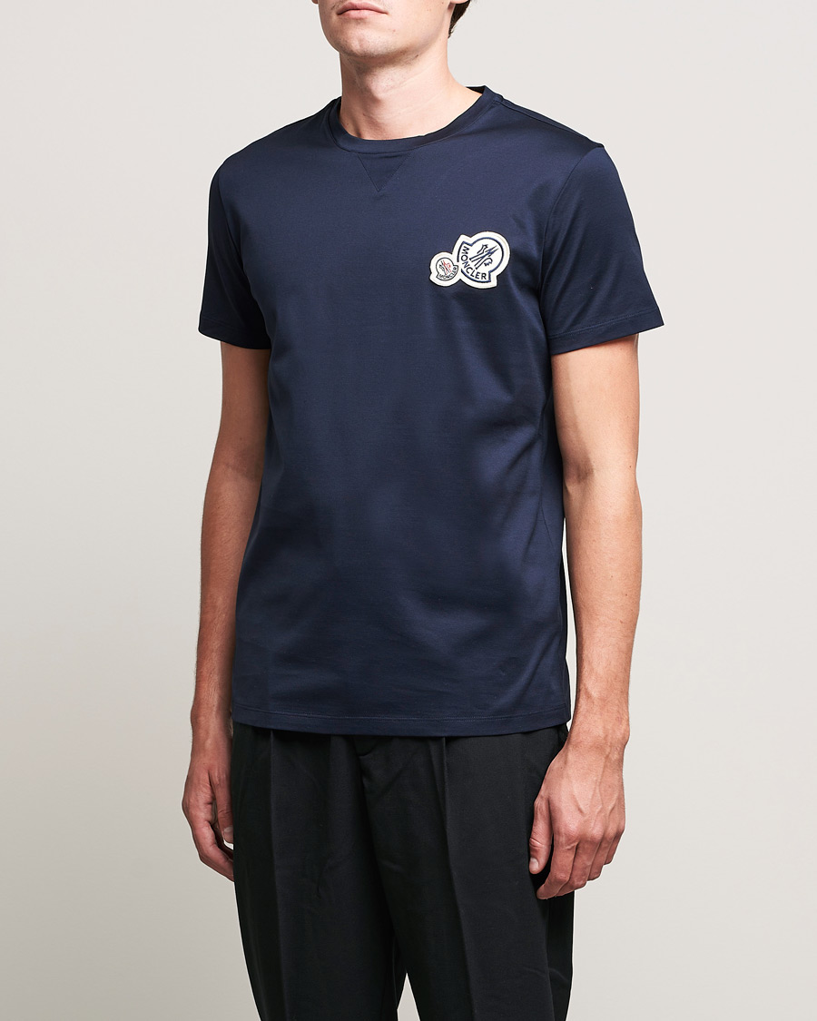 Herre | T-Shirts | Moncler | Double Logo T-Shirt Navy