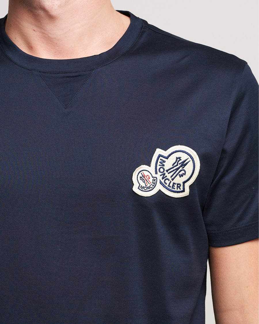 Herre | T-Shirts | Moncler | Double Logo T-Shirt Navy