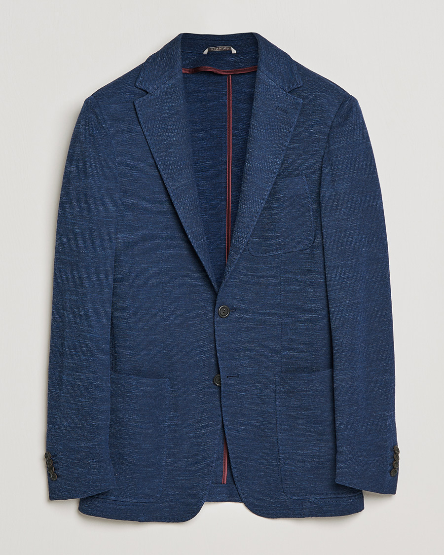 Herre |  | Canali | Structured Wool Jersey Jacket Dark Blue