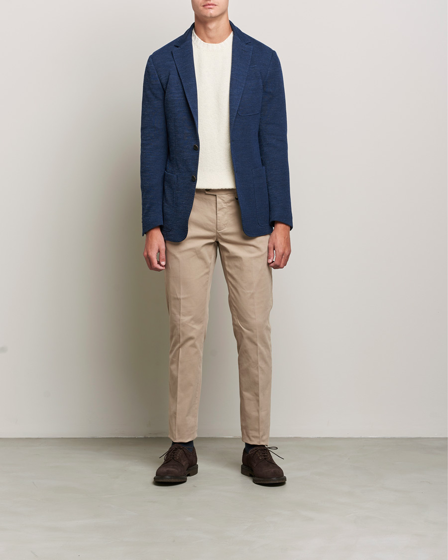 Herre | Dressjakker | Canali | Structured Wool Jersey Jacket Dark Blue
