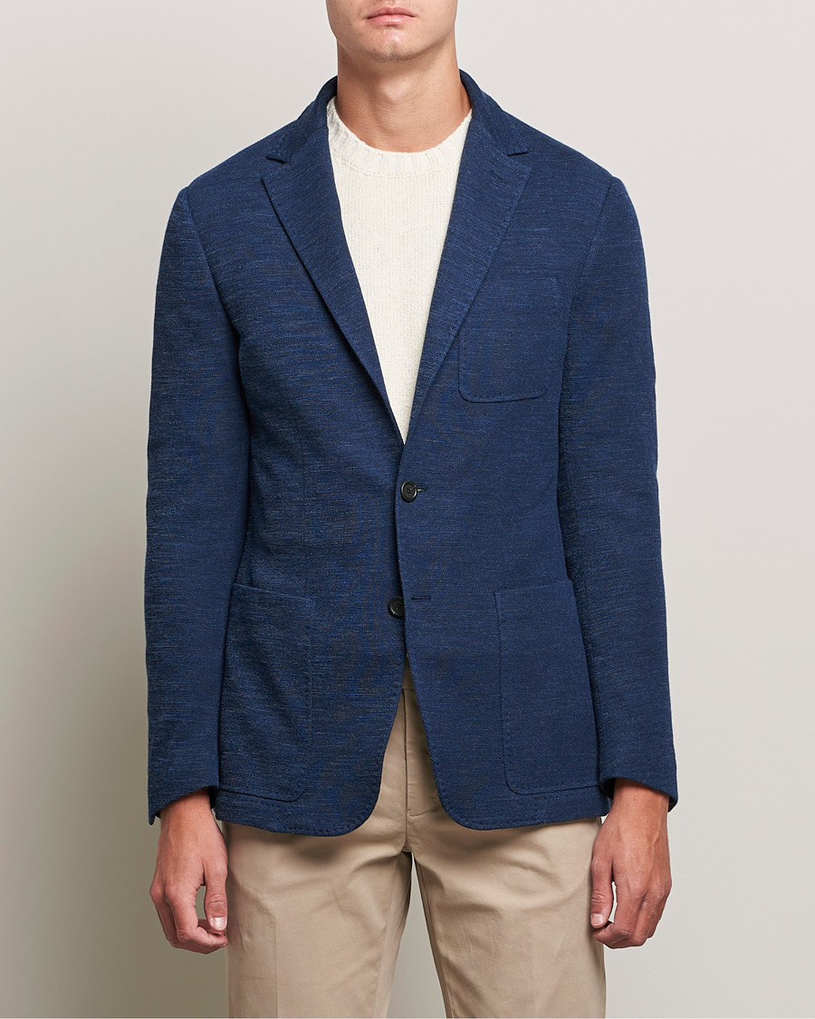 Herre | Dressjakker | Canali | Structured Wool Jersey Jacket Dark Blue