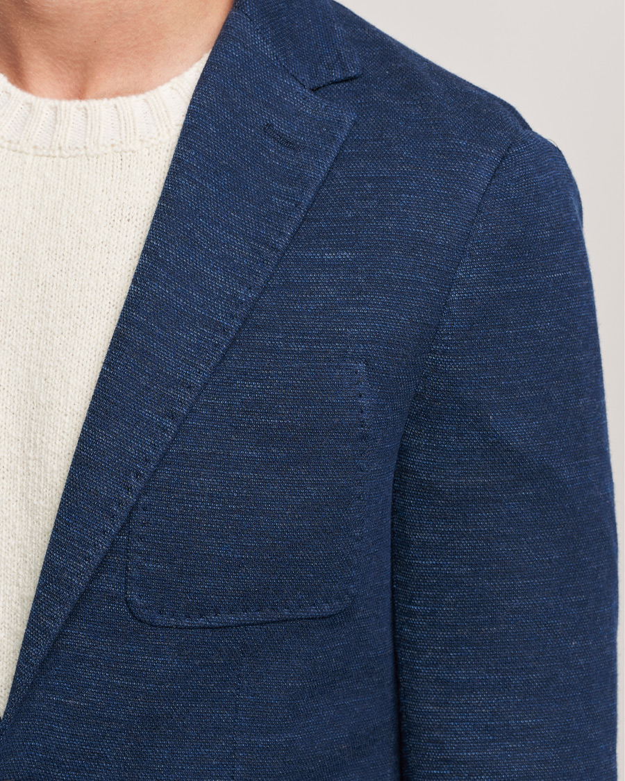 Herre | Dressjakker | Canali | Structured Wool Jersey Jacket Dark Blue