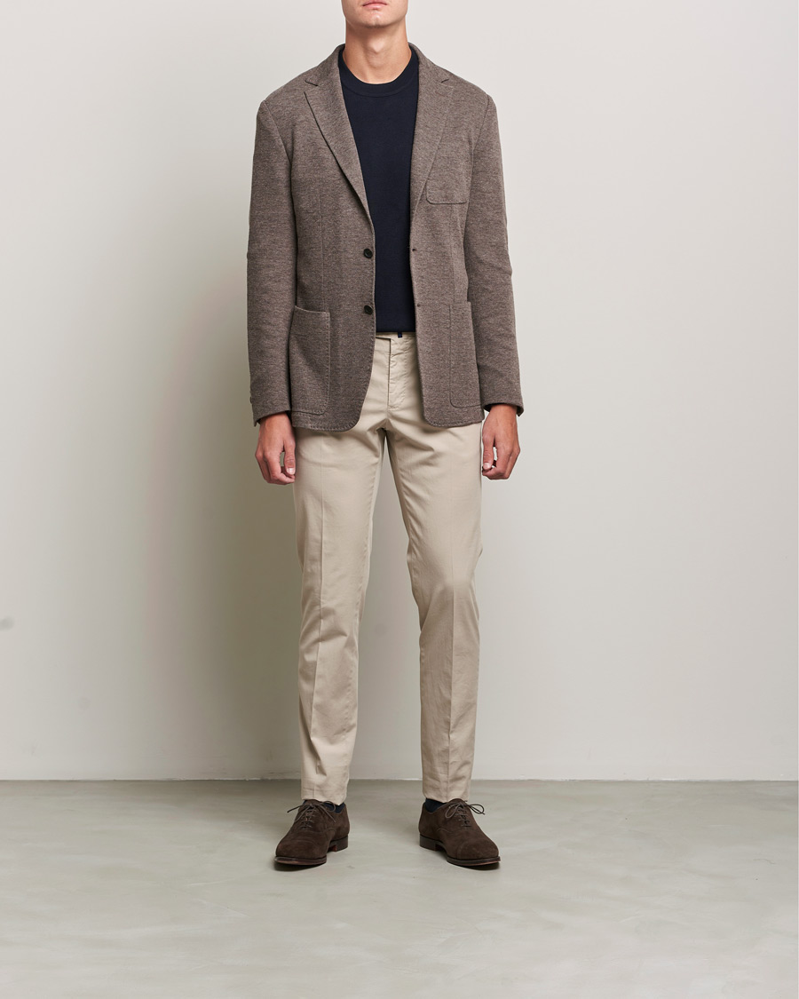 Herre |  | Canali | Structured Wool Jersey Jacket Beige 