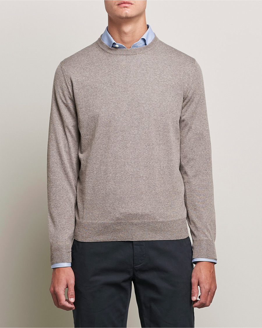 Herre | Gensere | Canali | Merino Wool Crew Neck Taupe