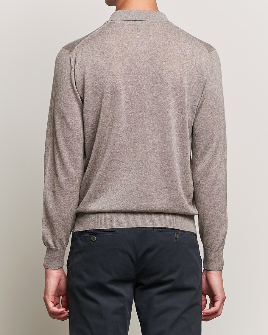 Herre | Gensere | Canali | Merino Wool Knitted Polo Taupe