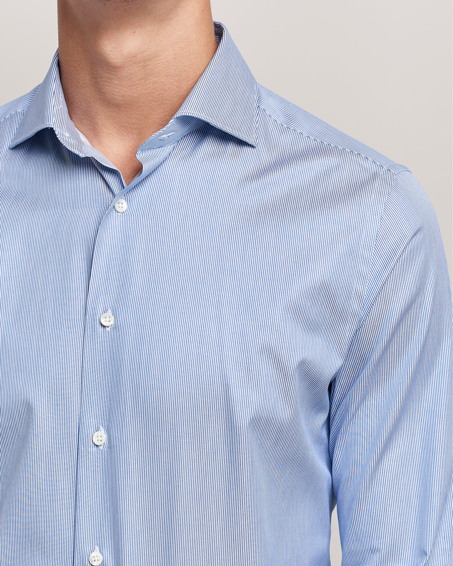 Herre | Skjorter | Canali | Slim Fit Cut Away Shirt Blue Stripe