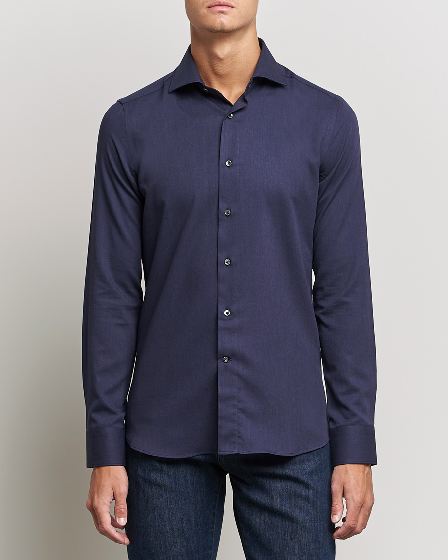 Herre | Canali | Canali | Slim Fit Flannel Shirt Navy