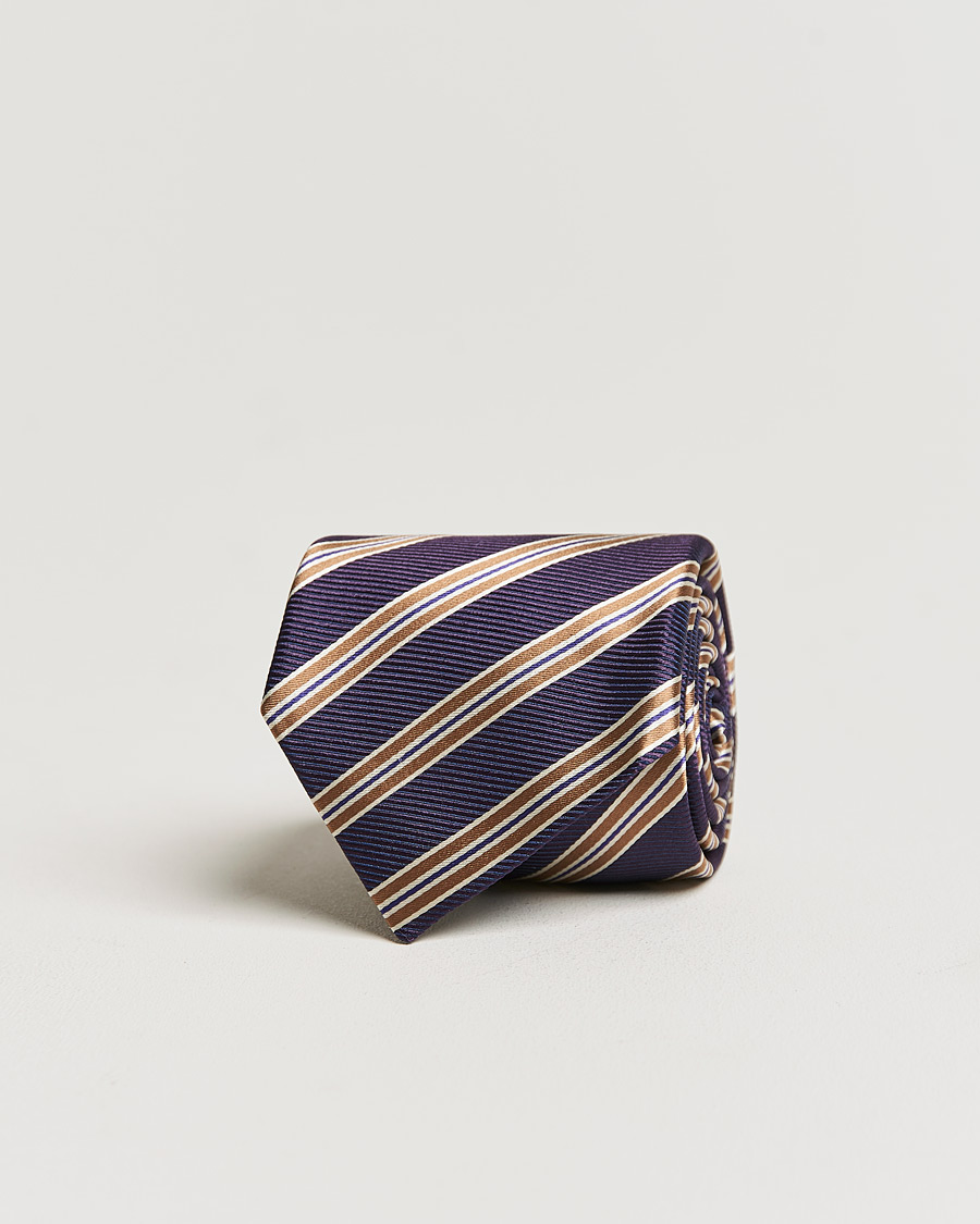 Herre |  | Canali | Regimental Stripe Silk Tie Purple