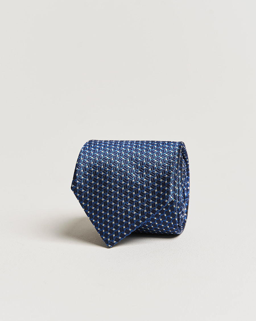 Herre |  | Canali | Micro Pattern Silk Tie Navy
