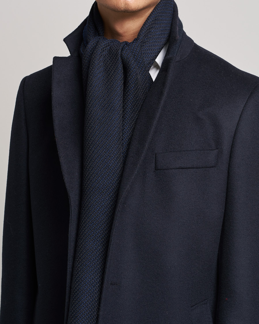 Herre | Business & Beyond | Canali | Textured Wool Scarf Navy