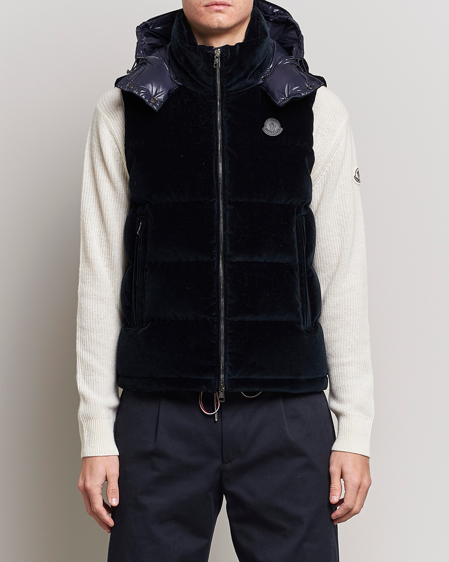 Herre | Jakker | Moncler | Vexin Velvet Down Vest Dark Blue