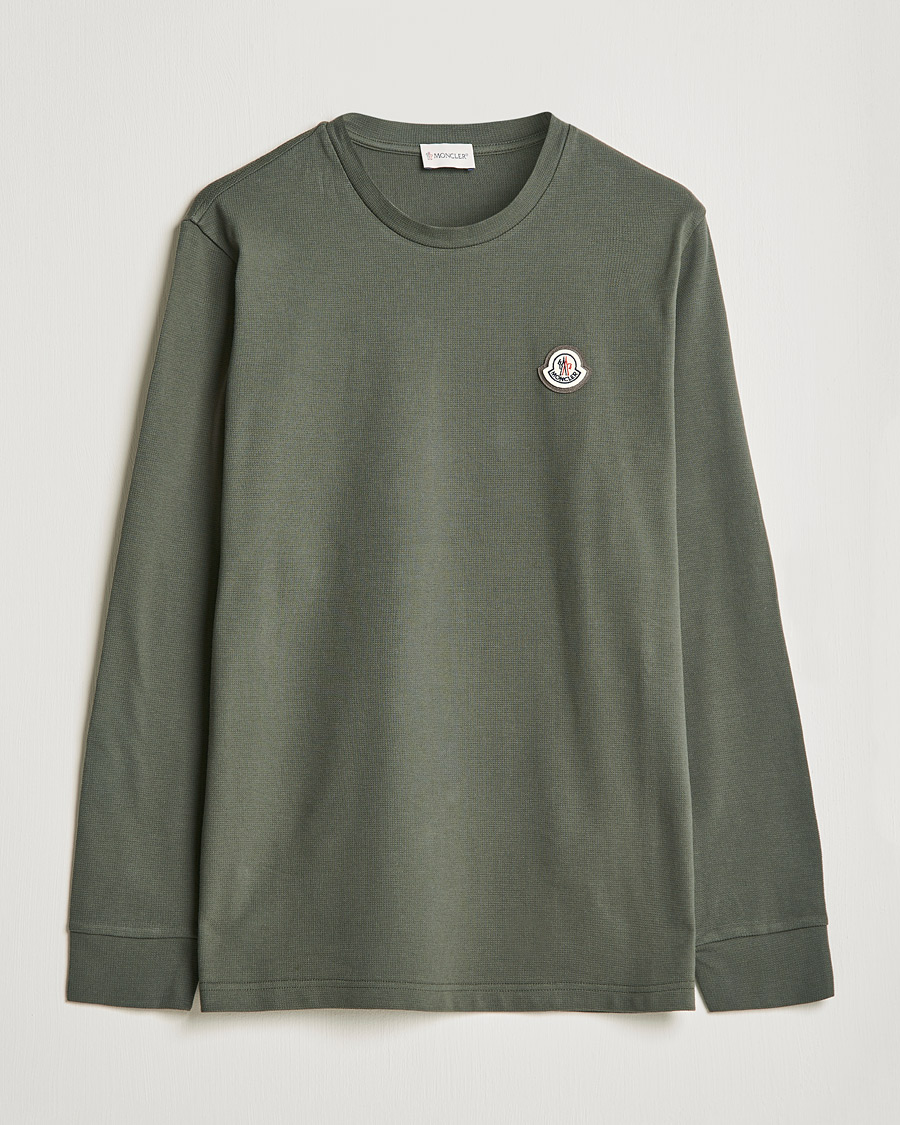 Herre | T-Shirts | Moncler | Long Sleeve Logo Patch T-Shirt Grey