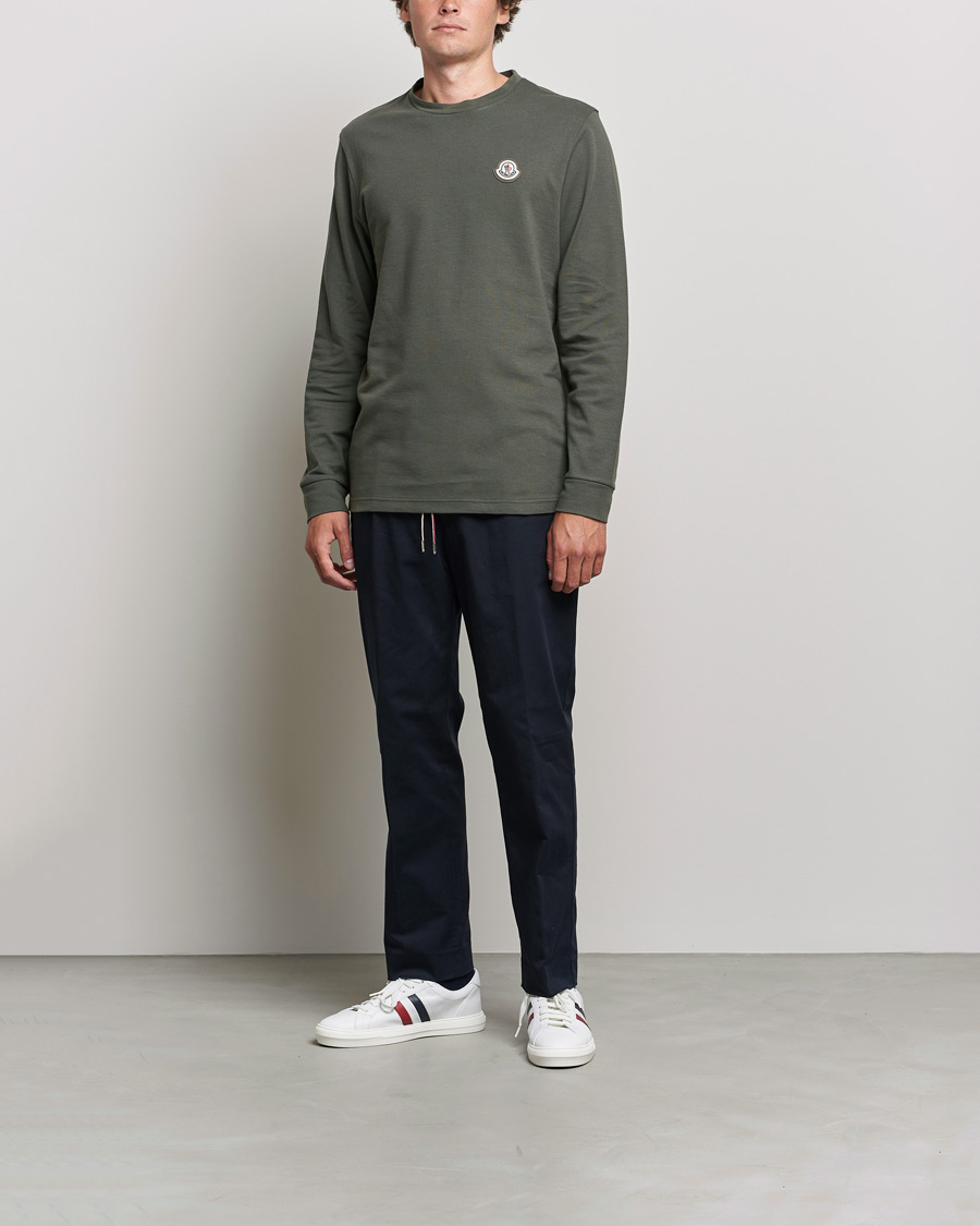 Herre | T-Shirts | Moncler | Long Sleeve Logo Patch T-Shirt Grey