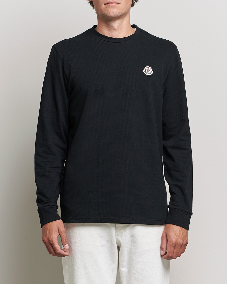 Herre |  | Moncler | Long Sleeve Logo Patch T-Shirt Black