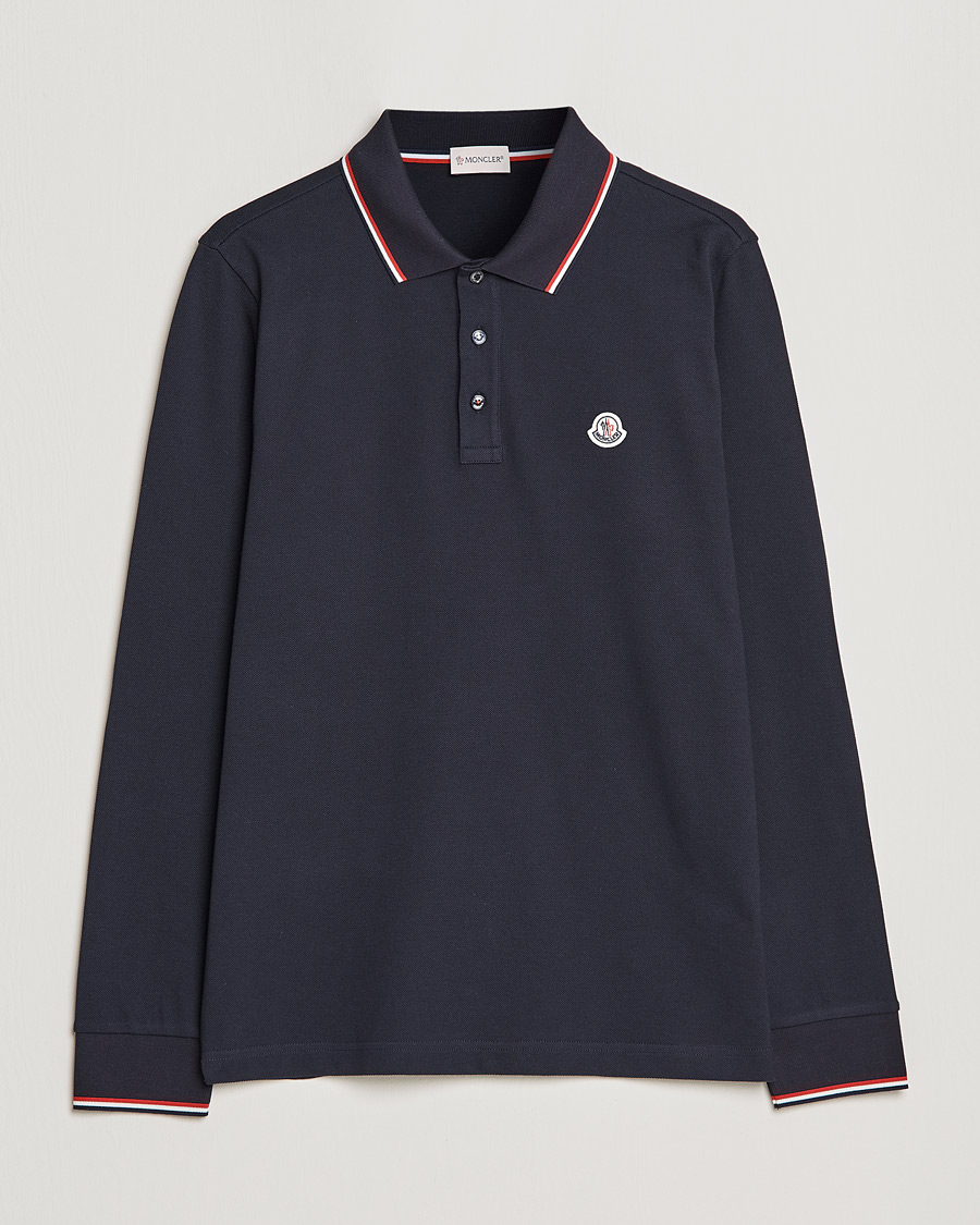 Herre | Gensere | Moncler | Long Sleeve Logo Tipped Polo Navy