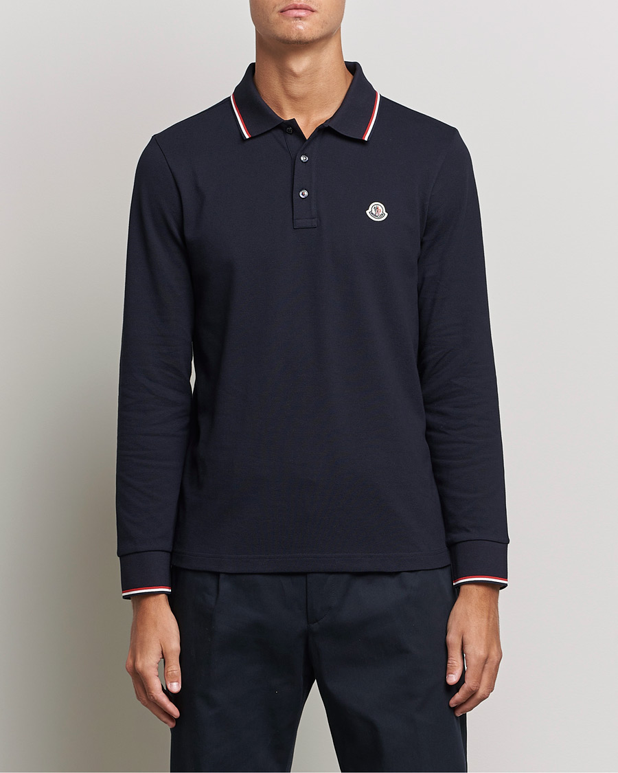 Herre | Gensere | Moncler | Long Sleeve Logo Tipped Polo Navy