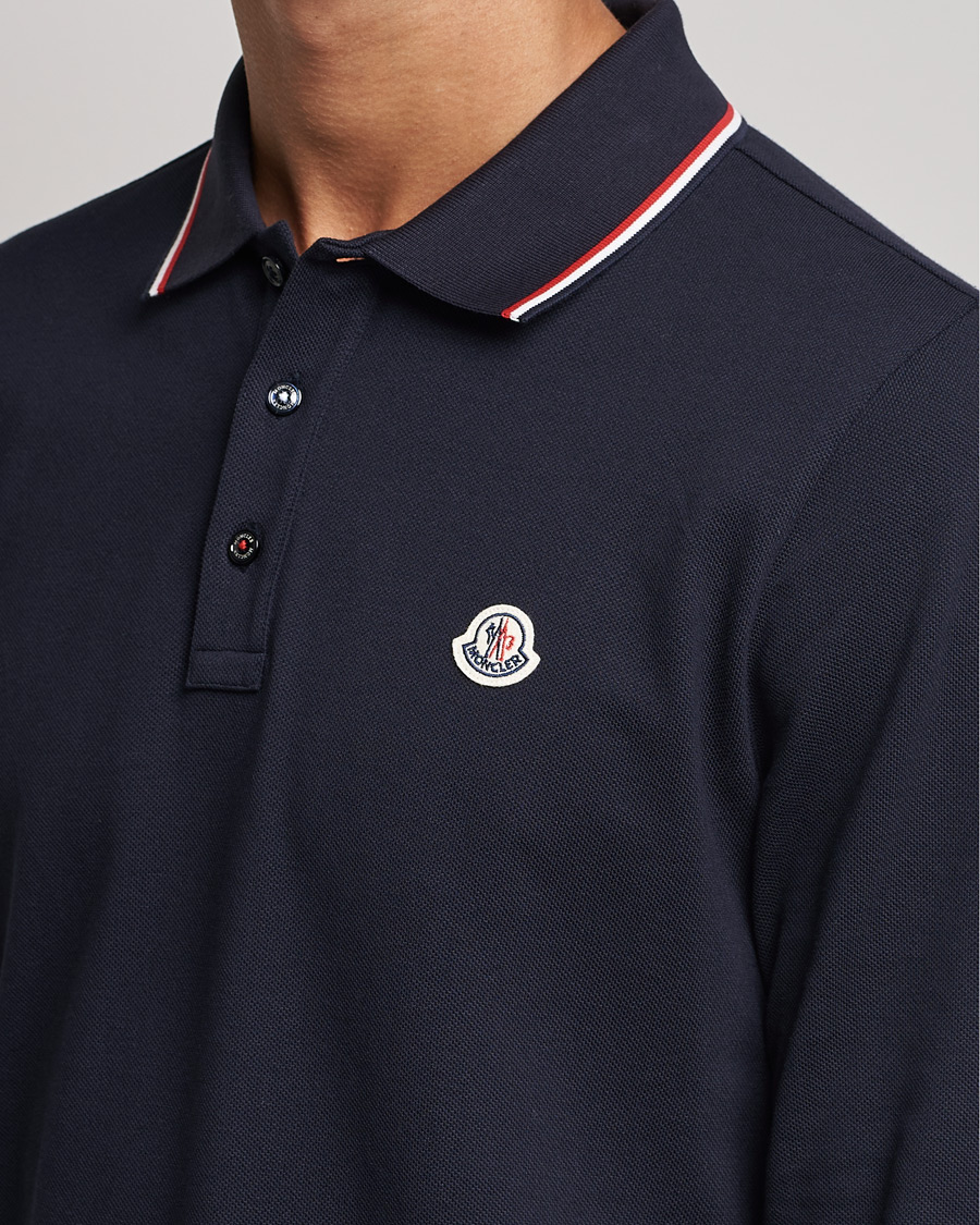Herre | Pikéer | Moncler | Long Sleeve Logo Tipped Polo Navy