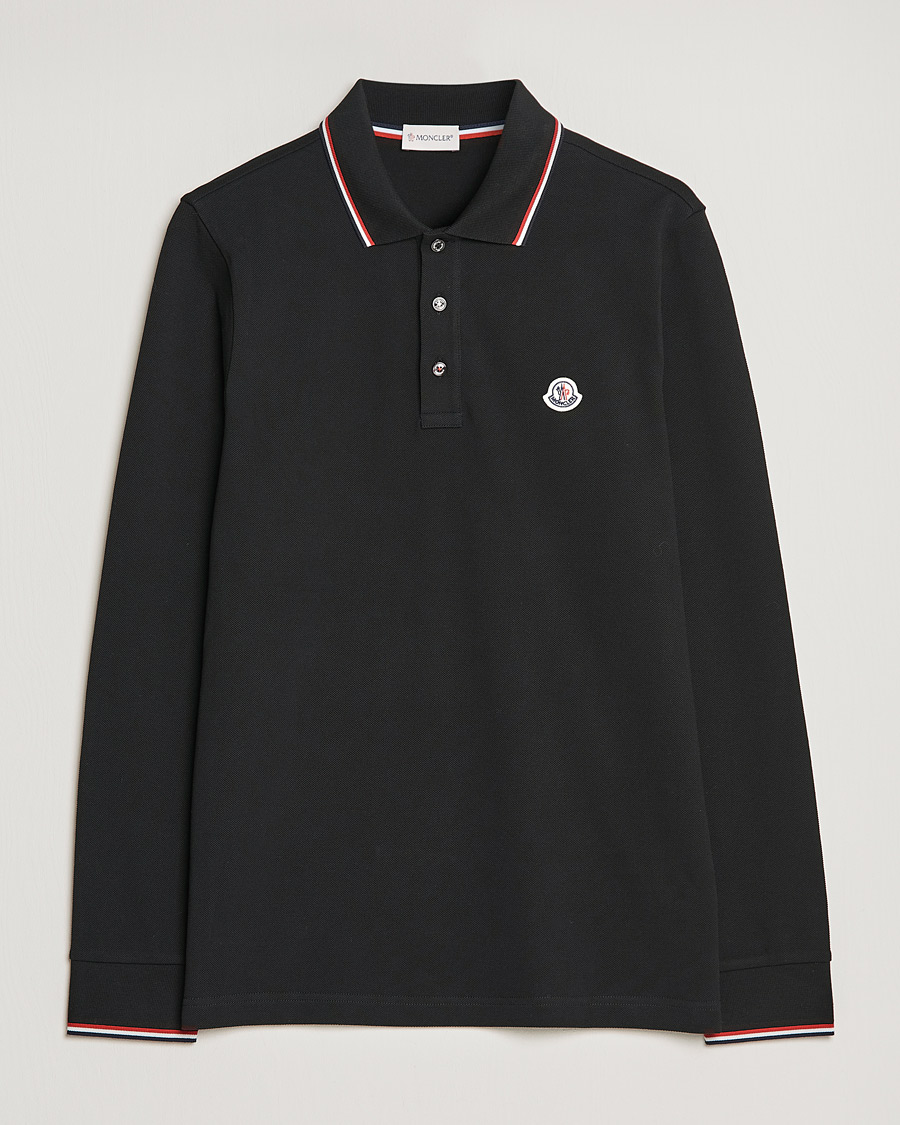 Herre | Gensere | Moncler | Contrast Rib Long Sleeve Polo Black