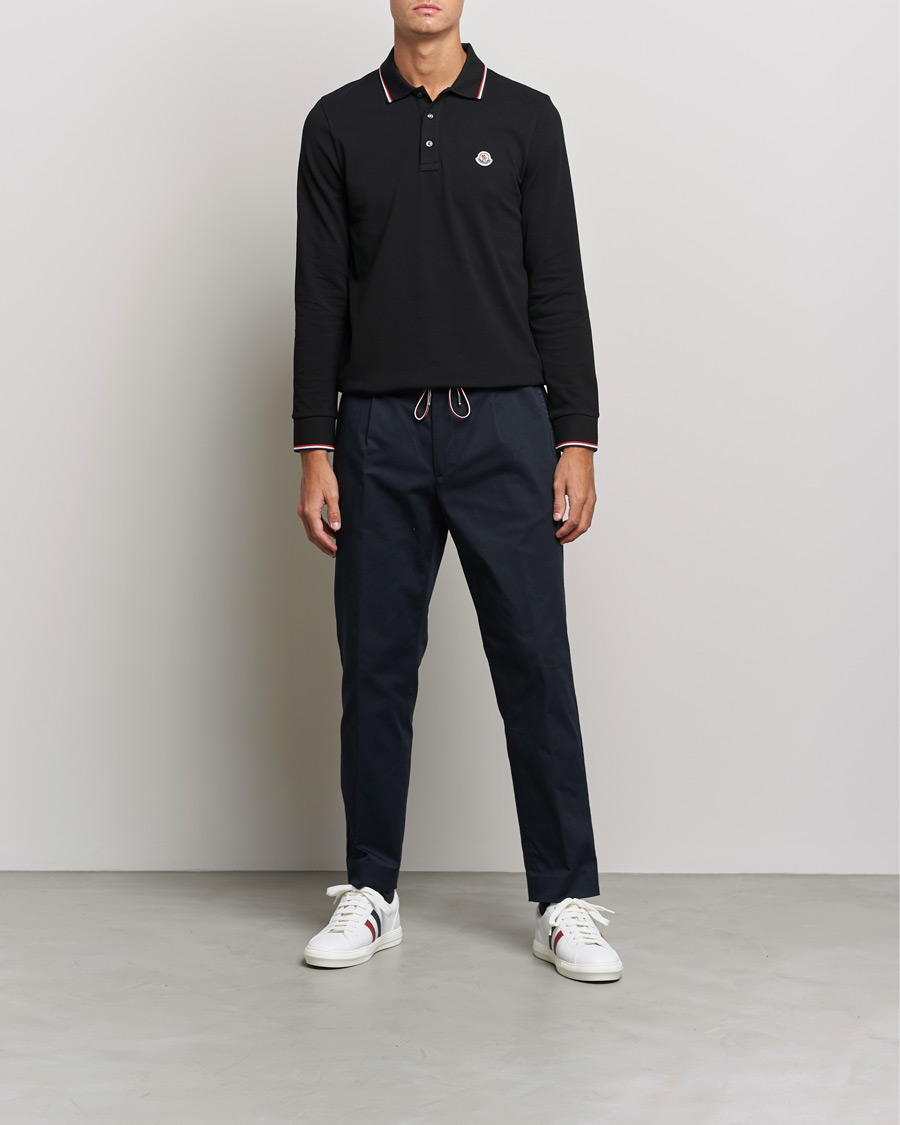 Herre | Gensere | Moncler | Contrast Rib Long Sleeve Polo Black