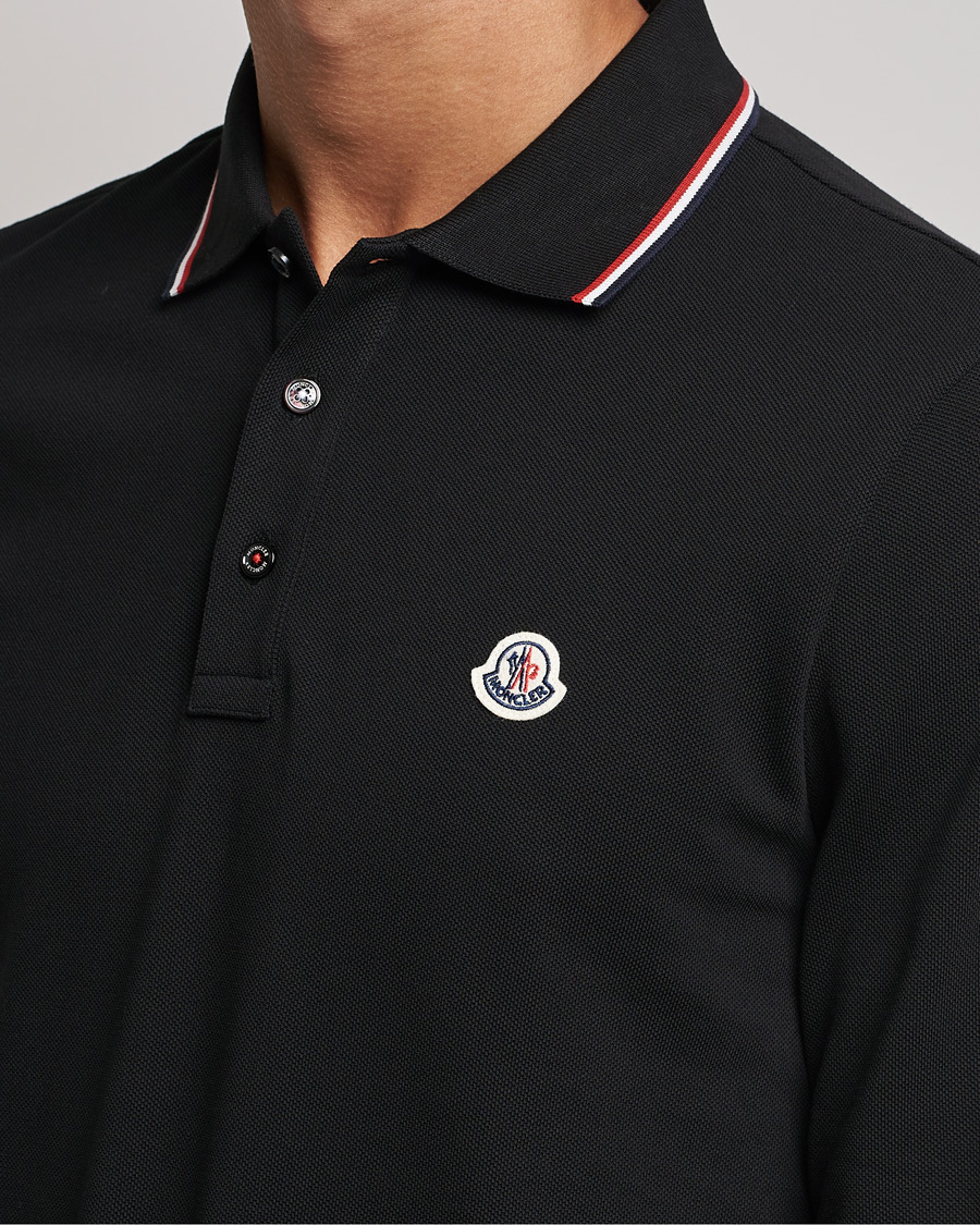 Herre | Gensere | Moncler | Contrast Rib Long Sleeve Polo Black