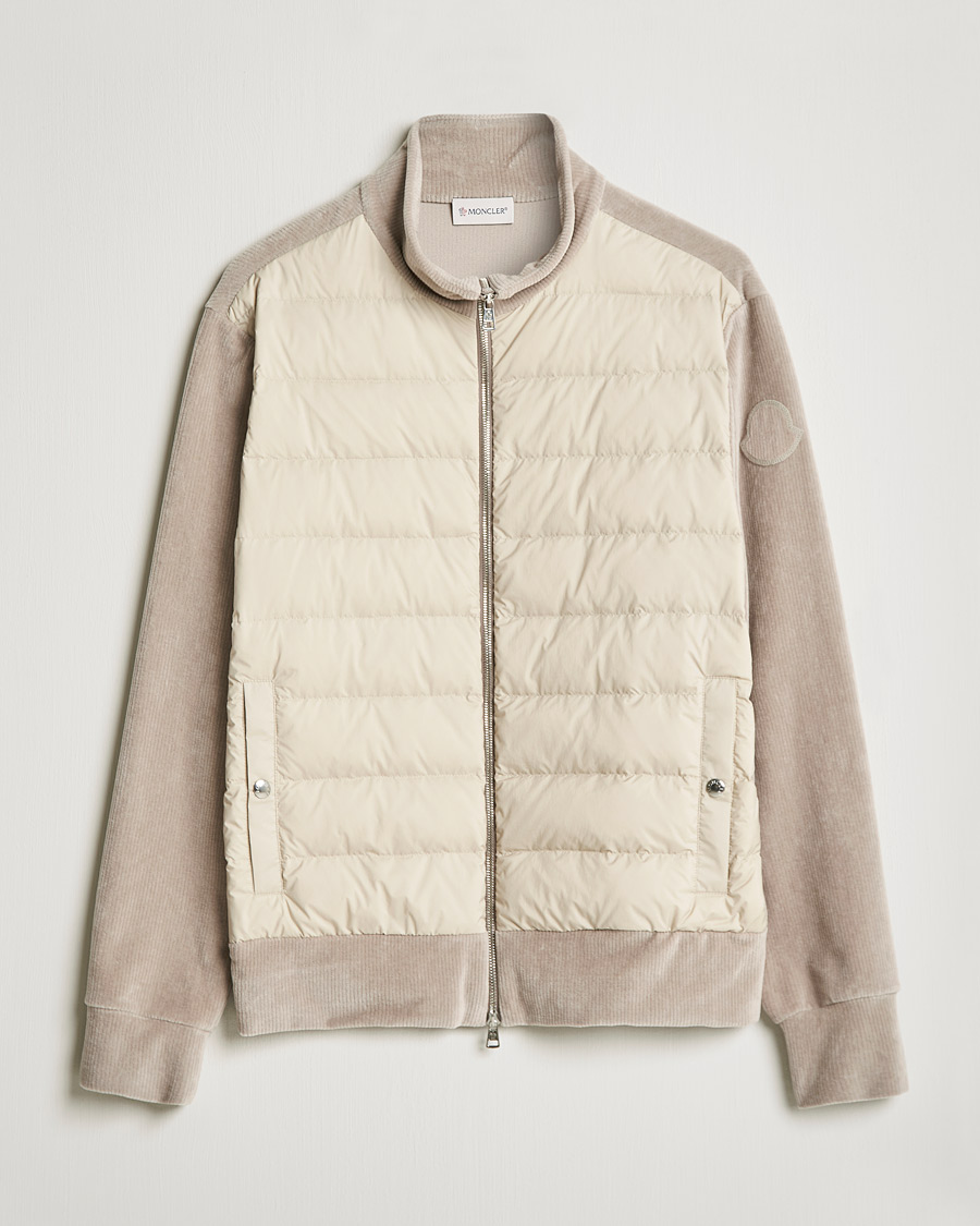 Herre | Gensere | Moncler | Corduroy Zip Cardigan Light Beige