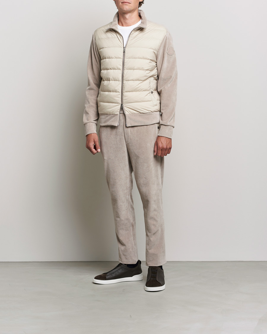 Herre | Gensere | Moncler | Corduroy Zip Cardigan Light Beige