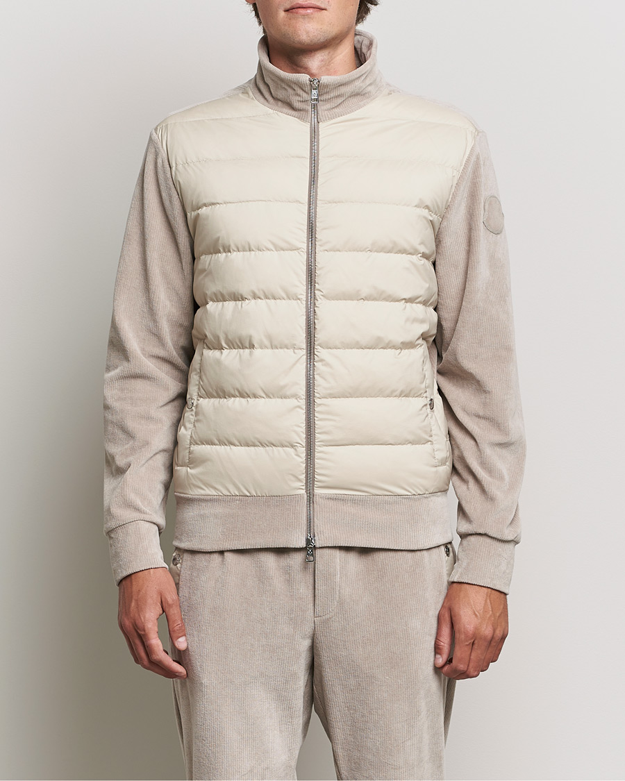Herre | Gensere | Moncler | Corduroy Zip Cardigan Light Beige